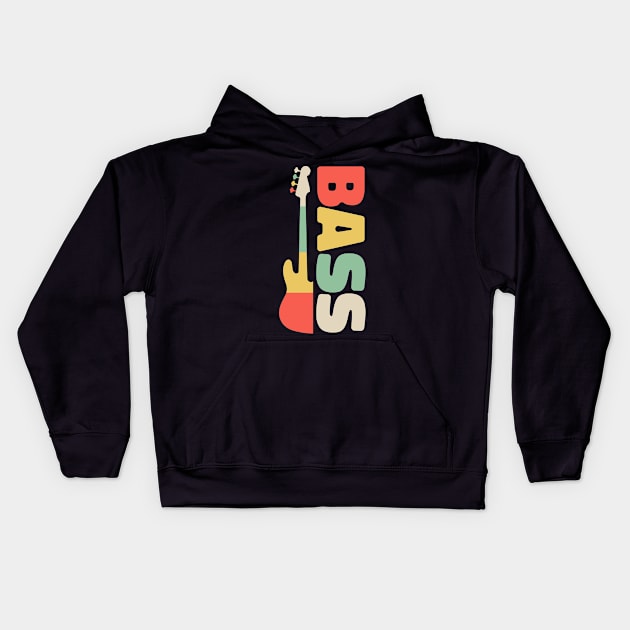 Retro Bass Design - Vintage Gift For Bassist Kids Hoodie by KritwanBlue